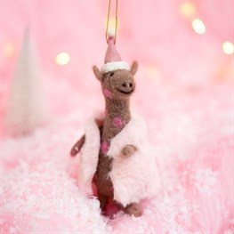 Wonderland Pink Christmas Giraffe Hanging Felt Decoration