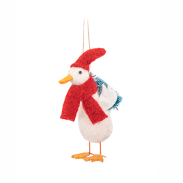 Goose with Santa Hat and Tree Felt Decoration