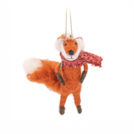Fox with Duck in Backpack Felt Decoration