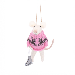 Ice-Skating Mouse in a Jumper Felt Decoration