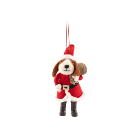 Santa Dog with Sack Felt Decoration