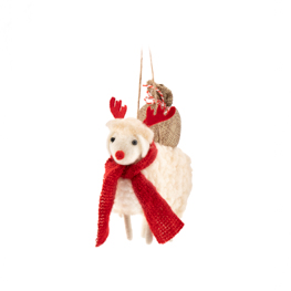 Rudolph the Sheep with Antlers & Sack Felt Decoration