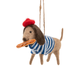 Sausage Dog with Baguette Felt Decoration