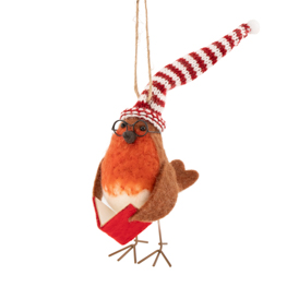 Robin Reading a Book Felt Decoration