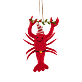 Lobster with Holly Felt Decoration
