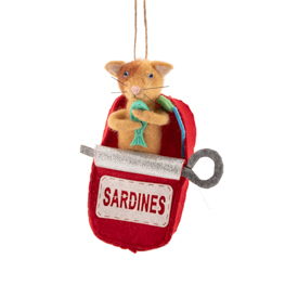 Cat in a Sardine Tin Felt Decoration
