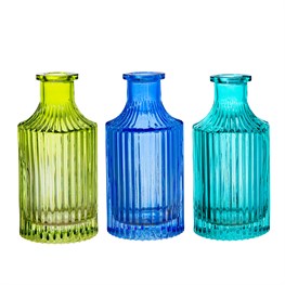Green Reeded Bottle Vases - Assorted