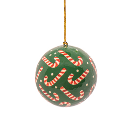Candy Cane Paper Mache Bauble
