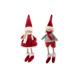 Santa Boy and Girl Hanging Decoration - Assorted