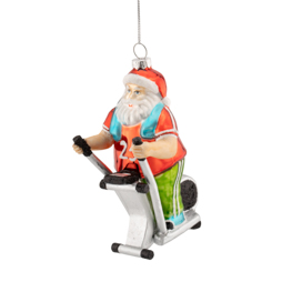 Santa on a Cross Trainer Shaped Bauble