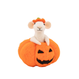 Mouse in a Pumpkin Felt Decoration