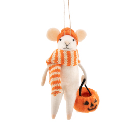 Trick or Treat Mouse with Scarf and Hat Felt Decoration