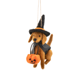 Trick or Treat Sausage Dog Felt Decoration