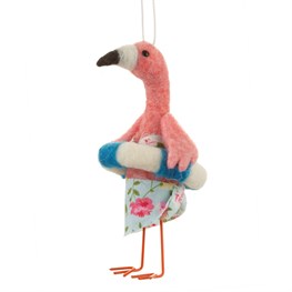Beach Fun Rubber Ring Flamingo Hanging Felt Decoration