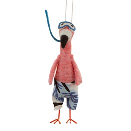 Beach Fun Scuba Diving Flamingo Hanging Felt Decoration