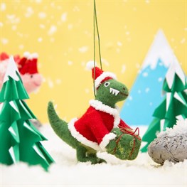 Roarsome Dinosaur Santa Hanging Felt Decoration