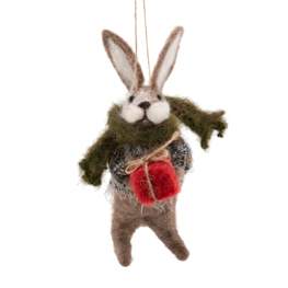 Hare with Present Felt Decoration