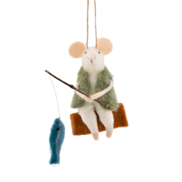 Fishing Mouse Felt Decoration