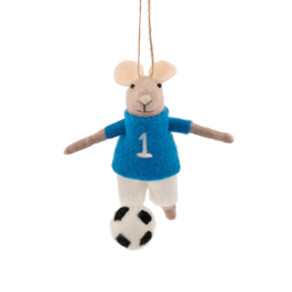 Blue Football Mouse Felt Decoration