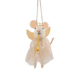 Angel Mouse Playing the Trumpet Felt Decoration