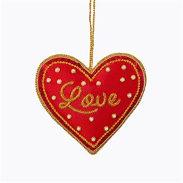 Red Love Heart Zari Embroidery Decoration