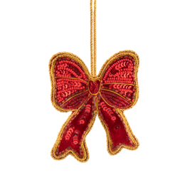 Red Bow Beaded Decoration