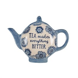 Blue Willow Floral Tea Lovers Tea Bag Dish