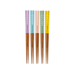 Pastel Cherry Blossom Bamboo Chopsticks - Set of 5