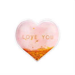 Love You Pastel Pink Heart Glitter Frame