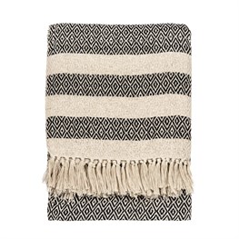 Scandi Boho White Tassel Cotton Blanket Throw