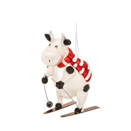 Skiing Cow Shaped Bauble