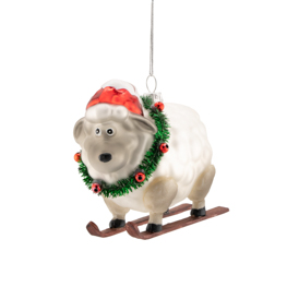 Skiing Sheep Shaped Bauble