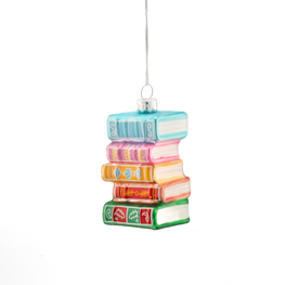 Pastel Stack of Books Shaped Bauble