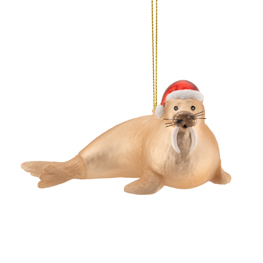 Walrus with Santa Hat Shaped Bauble