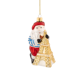 Santa in Paris Shaped Bauble