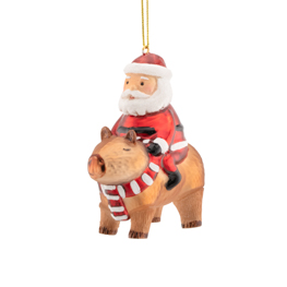 Santa on Capybara Shaped Bauble