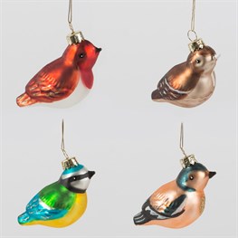 British Bird Christmas Shaped Baubles - Assorted