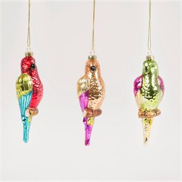 Colourful Parrot Shaped Baubles - Assorted