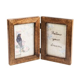 Double Dark Brown Wood Photo Frame