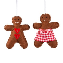 Festive Gingerbread Boy & Girl Hanging Decorations - Assorted