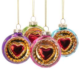 Indented Heart Baubles - Assorted