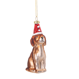 Dog in a Santa Hat Shaped Bauble