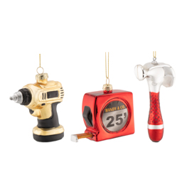 Boxed Tools Shaped Baubles - Set of 3