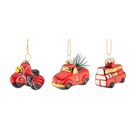 Mini Transport Shaped Baubles - Set of 3