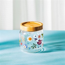 Pressed Flowers Glass Storage Jar Small