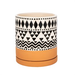 Scandi Boho Tribal Geo Planter With Saucer