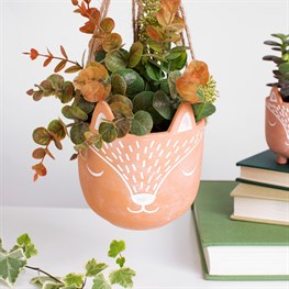 Woodland Fox Terracotta Hanging Planter