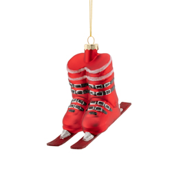 Red Ski Boots Shaped Bauble
