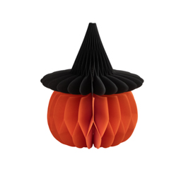 Honeycomb Pumpkin with Hat Hanging Decoration