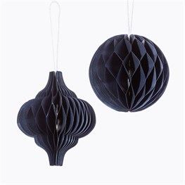 Blue Honeycomb Paper Hanging Decorations - Assorted